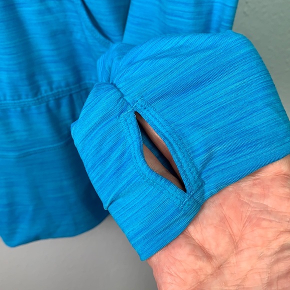 Zella Activewear Blue Scoop Neck Long Sleeve Kangaroo Pocket Hoodie Large - Picture 5 of 8